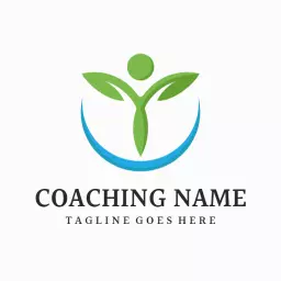Green Leaves Symbolizing Growth in Coaching Services Logo Template