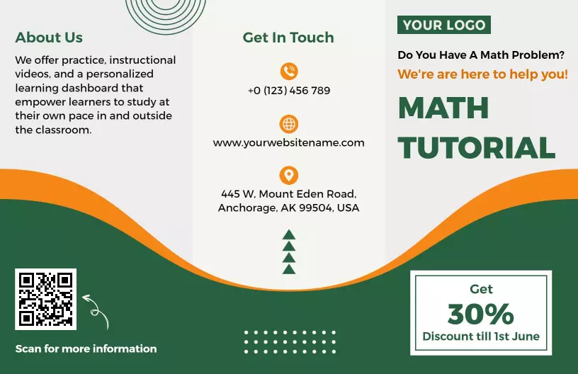 Green Math Tutorial Learning and Resources Brochure Template