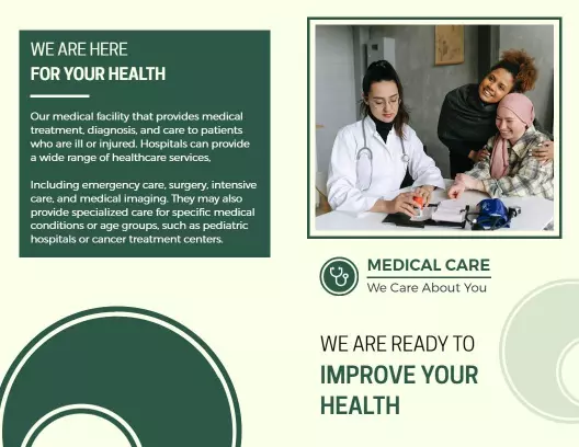 Green Medical Care and Health Services Brochure Template
