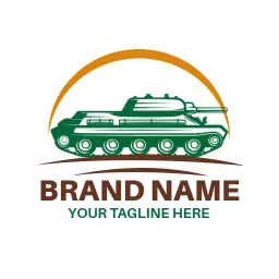 Green Military Tank Design Showcasing Armored Vehicles Logo Template