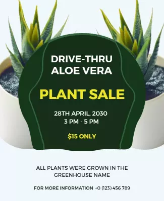 Green Minimalist Aloe Vera Plant Sale Poster Template