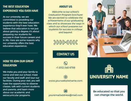 Green Modern Education Graduation Program Celebration Brochure Template