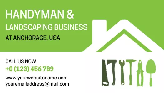 Green Modern Handyman and Landscaping Services Business Card Template