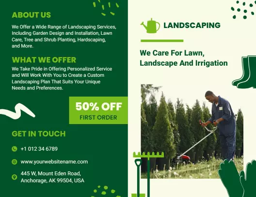 Green Modern Personalized Landscaping Services Brochure Template