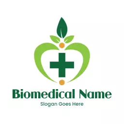 Green Nature-Inspired Biomedical Store Emblem with Heart Logo Template