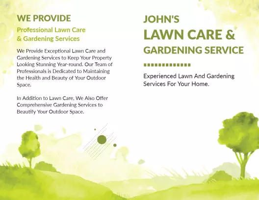 Green Nature-Inspired Lawn Care and Gardening Service Brochure Template