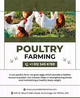 Green Nature-Themed Poultry Farming Promotion Poster Template