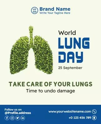Green Nature-Themed World Lung Day Awareness Poster Template