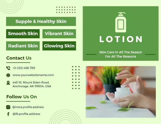 Green Organic Skin Care Lotion Benefits Brochure Template