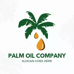 Green Palm Tree and Golden Oil Drop for Sustainable Business Logo Template