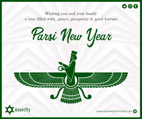 Green Parsi New Year Celebration Greeting Ad Template