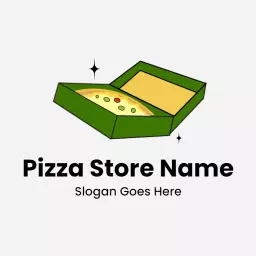 Green Pizza Box with Freshly Baked Pizza Inside Logo Template