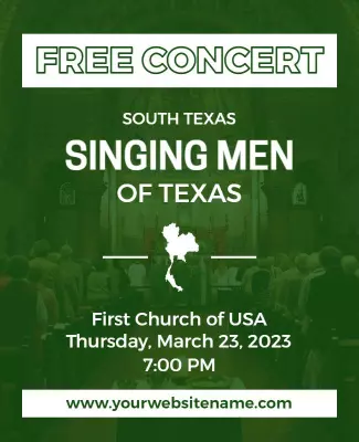 Green South Texas Free Concert Singing Men Poster Template