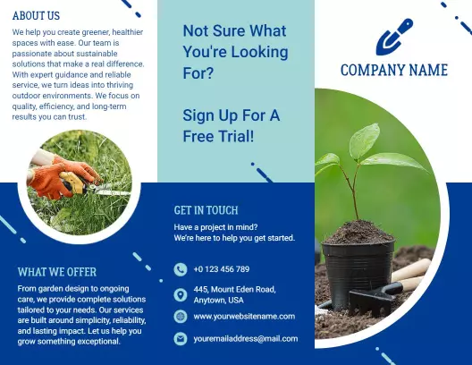 Green Sustainable Gardening Solutions Tri Fold Brochure Template
