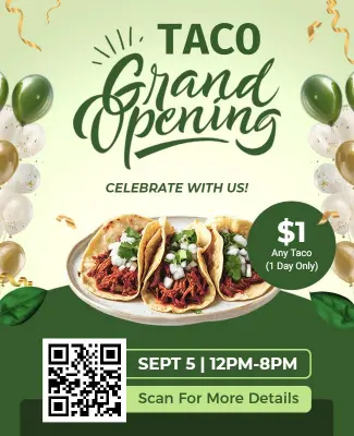 Green Taco Shop Grand Opening Flyer Template
