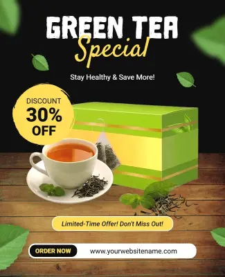 Green Tea Discount Offer Flyer Template