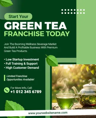 Green Tea Franchise Business Opportunity Flyer Template