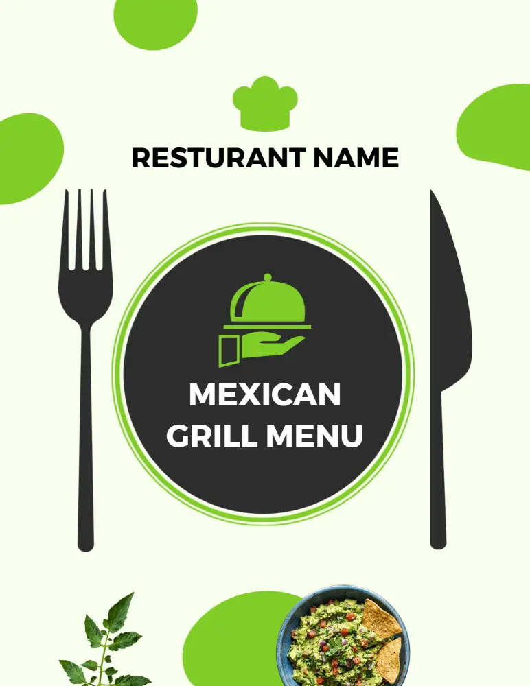 Green-Themed Classic Mexican Grill Restaurant Menu Template