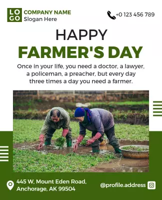 Green Themed Farmer's Day Celebration Appreciation Poster Template