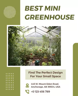 Green-Themed Mini Greenhouse Design Ideas Poster Template