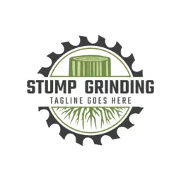 Green Tree Stump with Roots Featured in Stump Grinding Logo Template