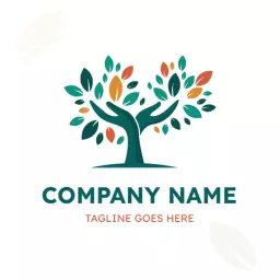 Green Tree with Hands Emphasizing Nature Care Logo Template