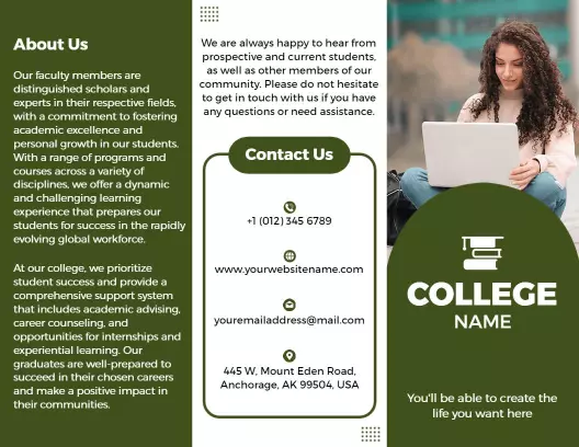 Green Vision and Mission College Student Support Brochure Template