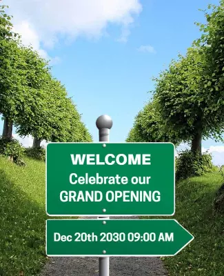 Green Welcome Sign for Grand Opening Celebration Poster Template