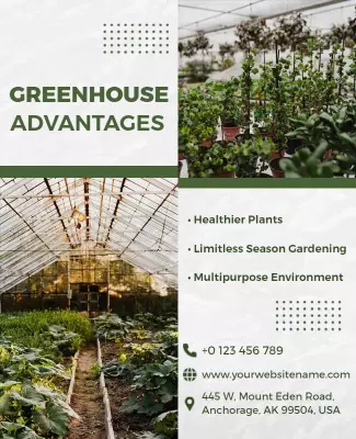 Greenhouse Growth Benefits for Healthier Plant Care Poster Template