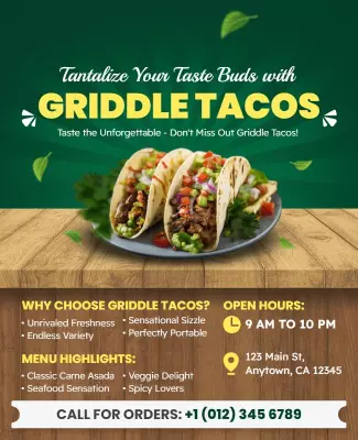 Griddle Tacos Promotional Flyer Template