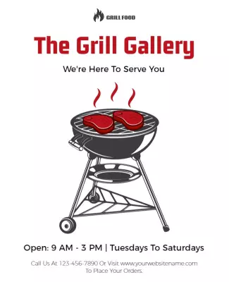 Grill Food Restaurant Opening Hours Flyer Template