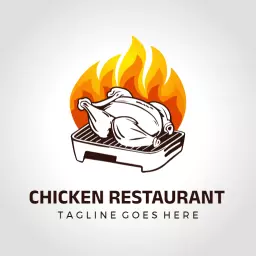 Grilled Chicken Over Flames Representing Restaurant Dining Logo Template