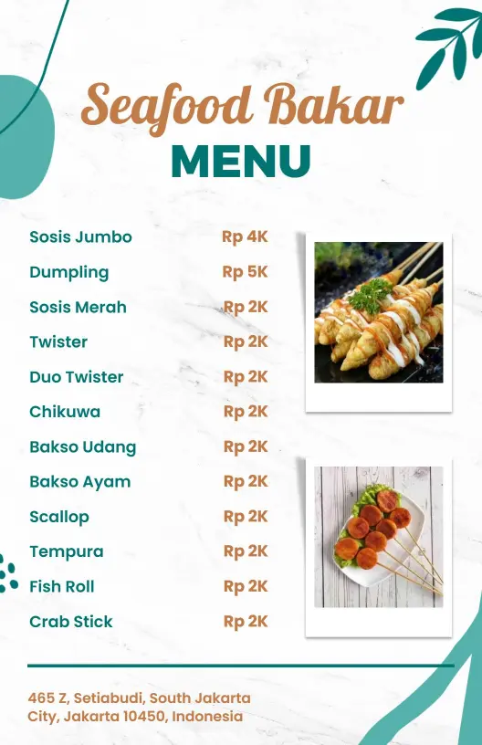 Grilled Scallops, Fish Rolls, and Succulent Seafood Delights Menu Template
