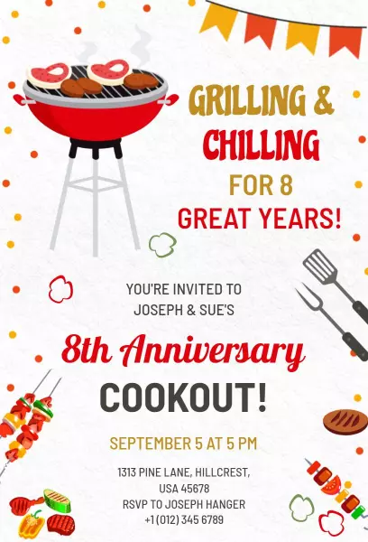 Grilling Chilling 8th Anniversary Cookout Invitation Template