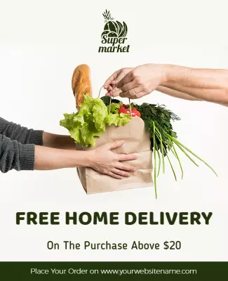 Grocery Home Delivery Promotion Flyer Template