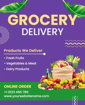 Vibrant Green Grocery Delivery Service Flyer Template