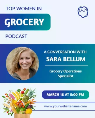 Grocery Podcast Event Flyer Featuring Industry Specialist Template
