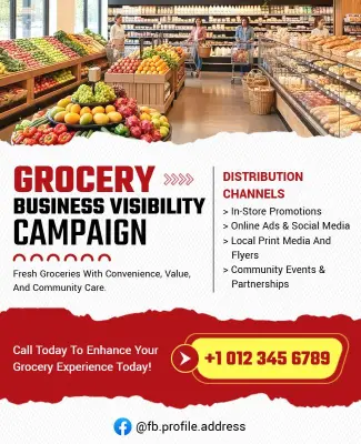 Grocery Store Business Visibility Campaign Flyer Template