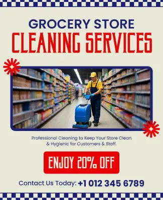 Grocery Store Cleaning Services Promotion Flyer Template
