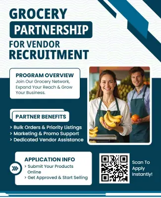 Grocery Vendor Partnership Recruitment Flyer Template