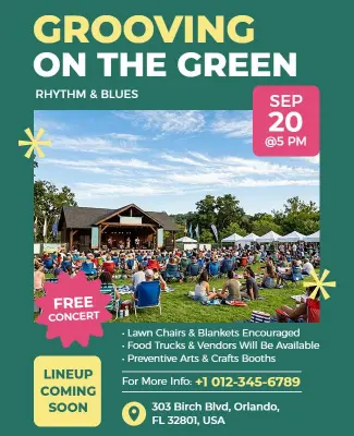 Grooving on the Green Concert Event Flyer Template
