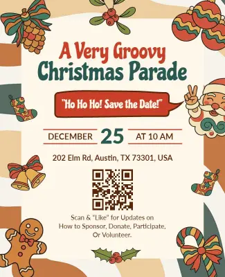Groovy Christmas Parade Announcement Flyer Template