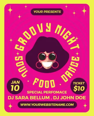 Groovy Night Soul Dance Event Flyer Template