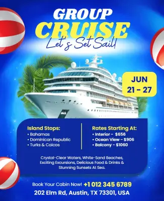 Group Cruise Travel Advertisement Flyer Template