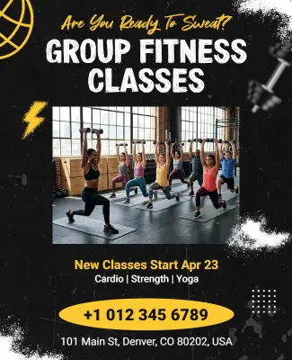 Group Fitness Classes Promotion Poster Template