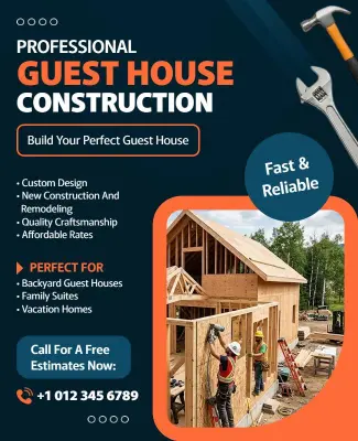 Guest House Construction Services Poster Template