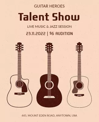 Guitar Talent Show with Jazz Music Flyer Template