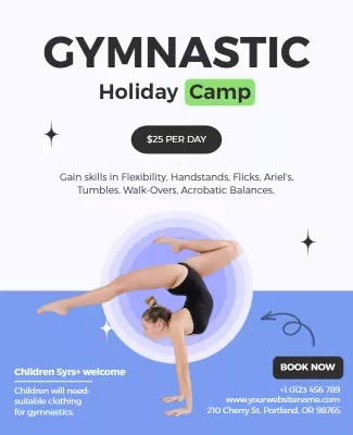 Gymnastic Holiday Camp Promotional Flyer Template