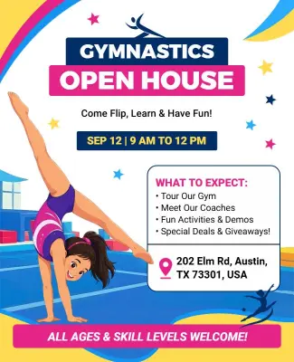 Gymnastics Open House Event Flyer Template