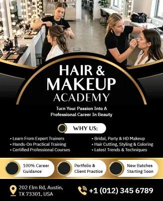 Hair and Makeup Academy Training Poster Template